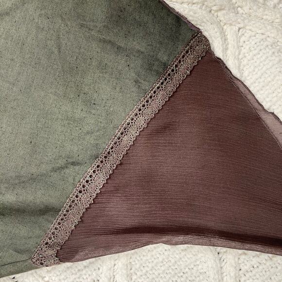 NWOT SOFT SURROUNDINGS |  Forest Green Linen & Silk Tassel Asymmetric Boho Top - Picture 11 of 14